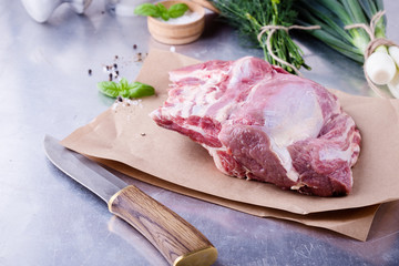 Raw organic veal chops