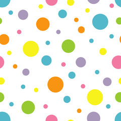Polka dot seamless pattern. Colorful jelly beans. Vector illustration. Textile rapport.
