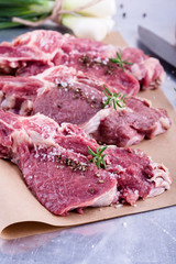 Raw organic veal chops