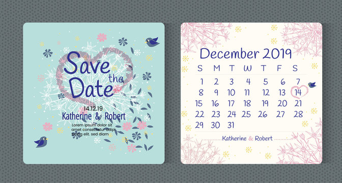 Floral art typography Wedding  invitation save the date card. Vector illustration eps. 10