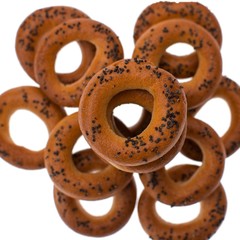 Dry bagels isolated on white background