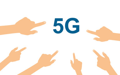 Hände zeigen auf - 5G Highspeed