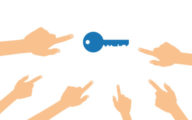Hände zeigen auf - Schlüssel - Schlüsseldienst