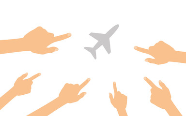 Hände zeigen auf - Flieger