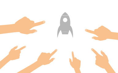 Hände zeigen auf - Raketenstart