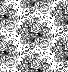 Seamless pattern of hand drawn doodle clouds for textiles, interior design, for book design, website background