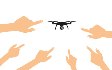 Hände zeigen auf - Quadrocopter