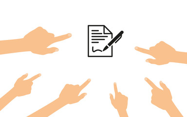 Hände zeigen auf - Vertragsabschluss