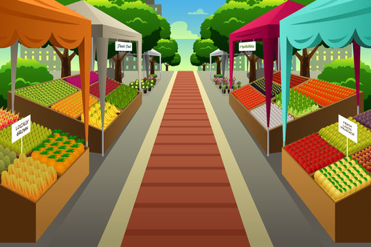 Farmers Market Background Illustration