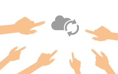 Hände zeigen auf - Wolke aktualisieren