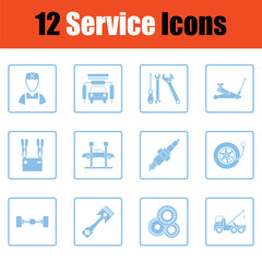 Set of twelve Service station icons