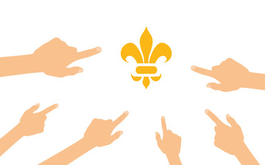 Hände zeigen auf - Florales Ornament