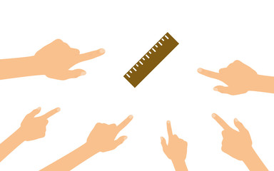 Hände zeigen auf - Lineal