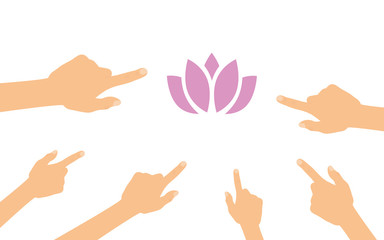 Hände zeigen auf - Lotusblüte