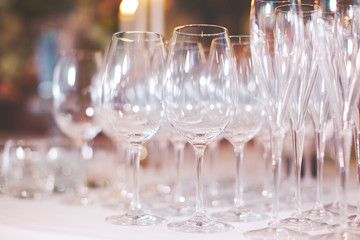 Vine glasses ready for party