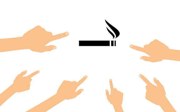Hände zeigen auf - Zigarette