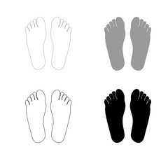 Footprint heel   the black and grey color set icon .