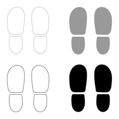 Traces the heels of shoes   the black and grey color set icon .