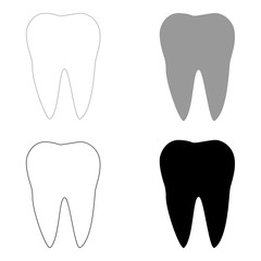 Tooth   the black and grey color set icon .