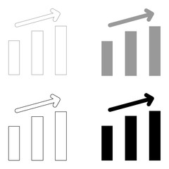 Growth chart   the black and grey color set icon .