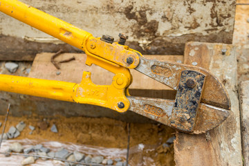 closeup image , scissors for wire in construction site