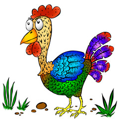 Cute vector cartoon Rooster isolated on white background