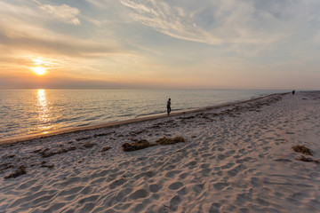 Einsame Person am Weststrand auf dem Darss