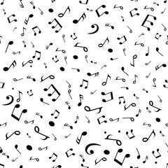 Seamless pattern from musical notes. Vector illustration