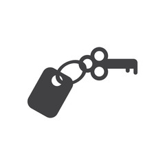 Hotel room key icon, filled flat sign, solid glyph pictogram, vector illustration