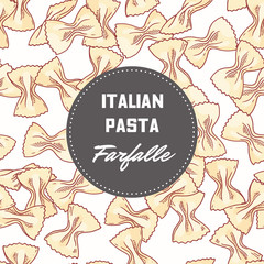 Hand drawn pattern with pasta farfalle. Background for food package design - 161588716
