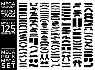 Beautiful Ribbons, Tags and Bows Collection Set Vector Design Eps 10