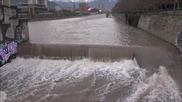 Flood control gate at a mapocho river in Santiago, Chile
