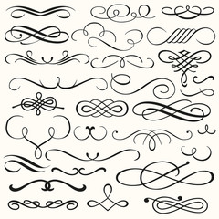 Obraz premium Set vector flourishes. Calligraphic and page decoration design elements. Swirl, scroll and divider.