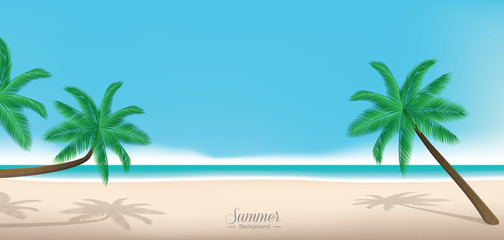 Summer beach vector background - panoramic banner