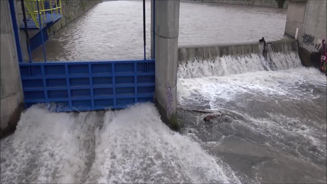 Flood control gate at a mapocho river in Santiago, Chile