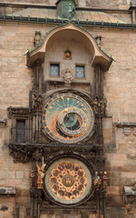 The historical medieval astronomical Clock on the Old Town Hall in Prague, Czech Republic