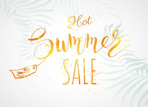 Hot summer sale poster. Summer sale template banner. Vector illustration