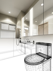 abstract sketch design of interior bathroom 