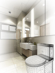abstract sketch design of interior bathroom 