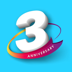 Anniversary emblems 3 anniversary template design