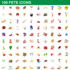 Naklejka premium 100 fete icons set, cartoon style