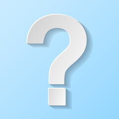 Question mark symbol isolated on blue background. Vector.