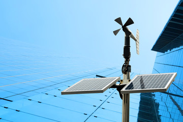 Revolving vane anemometer, a meteorological instrument used to measure the wind speed and solar...