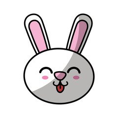 kawaii rabbit animal icon over white background colorful design vector illustration