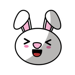 kawaii rabbit animal icon over white background colorful design vector illustration