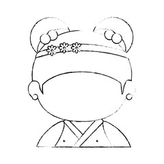 japanese girl icon over white background vector illustration
