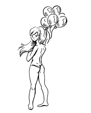 Jonge vrouw met ballonnen