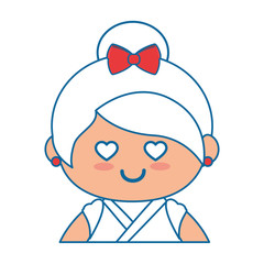 cartoon japanese girl icon over white background colorful design vector illustration