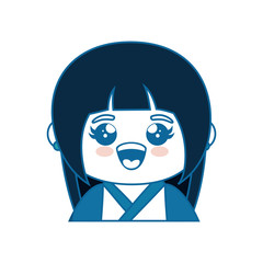 cartoon japanese girl icon over white background colorful design vector illustration
