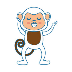 kawaii monkey animal icon over white background colorful design vector illustration